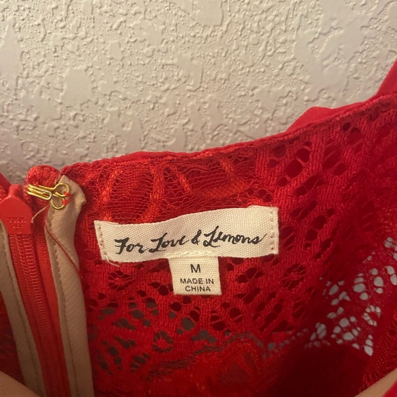 FOR LOVE & LEMONS Chianti Tank Dress red and black ruffle silk blend romantic M - Picture 7 of 10